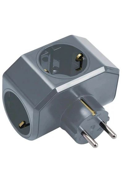 VİKO thestorex Yonca Plus Gri Üçlü Topraklı Priz Star Collection 657515 - 3