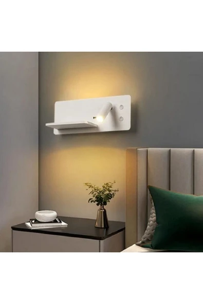 ECONAYatak Başı Led Aplik Kablosuz Şarj Okuma Lambası Beyaz Kasa Günışığı Işık Ecn-7701 ürün görseli