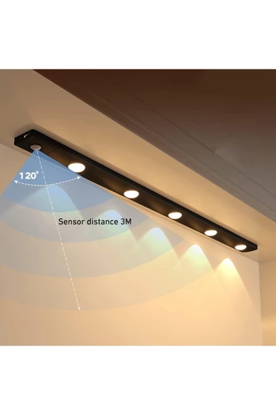 ECONA Şarjlı Slim Cabinet Tezgah Üstü Usb Şarjlı Sensörlü 3 Renk 60 CM 5 LEDLİ - 3