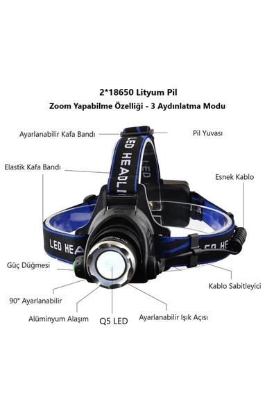Cata 5 W 3 Modlu Şarjlı Dimlenebilir Poyraz Kafa Lambası - CT-9123 - 3