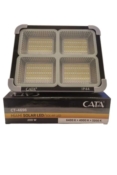 Cata Ct-4698 Güneşenerjili Solar 200w Watt Led Alkano Projektör Taşınabilir Sarı Beyaz Ve Çakar Işıklamba - Resim 5