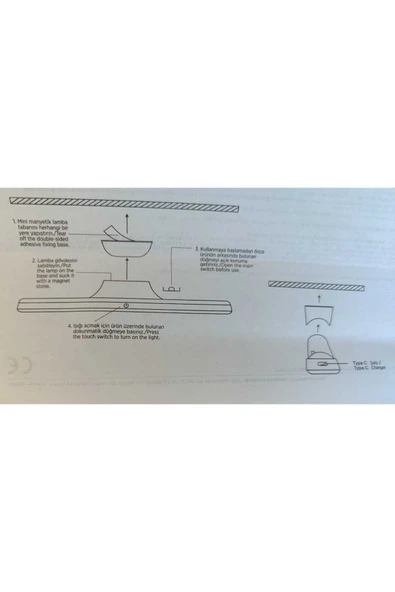 Cata Martı Ledli Aplik USB Şarjlı Kablosuz Mıknatıslı - 3 Renk Dokunmatik Lamba - 5