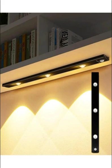 Cata Hareket Sensörlü - Dekoratif Gece Lambası - Usb Şarjlı Led Aydınlatma Siyah Kasa 40cm Şarjlı Dolap L