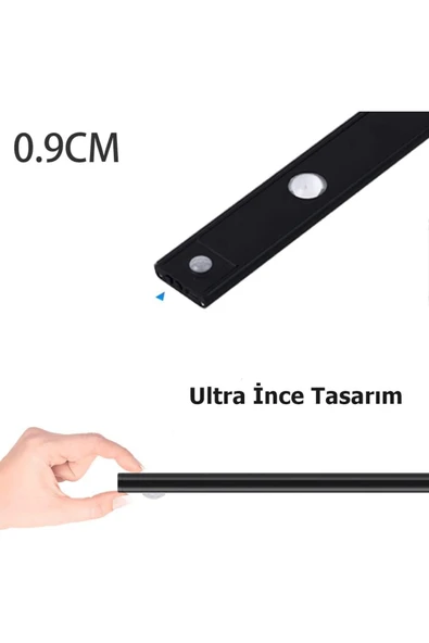 Cata Ct-2464 Sensörlü Şarjlı Mıknatıslı 3 Farklı Işık Renkli Dimmerli 40cm Siyah - 5