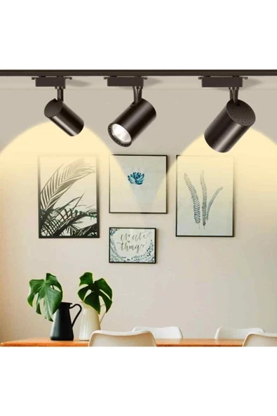 Led Siyah Kasa Günışığı 1 Metre Raylı 3'lü 30w Ray Spot Vitrin Mağaza Armatürü Gün Işığı - 4