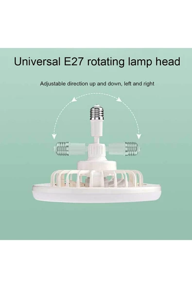 YORUMENERJİ Vantilatör 3 Kademe Hız Dimlenebilir 3 Renk Led Işıklı Kumandalı Fan Led Ampul - 2