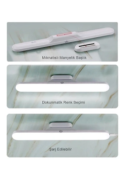 Mıknatıslı Şarjlı Led Işık Micro Usb Şarjlı Kablosuz Led Lamba 3 Farklı Işık Cata Martı Led Aplik - Resim 3
