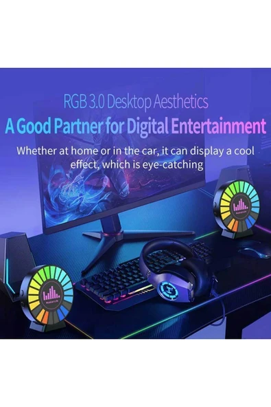 Rgb Sese Duyarlı Ritim Animasyonlu Müzik Ekolayzer 22 Ledli Şarjlı Kokulu Led Disk - 4