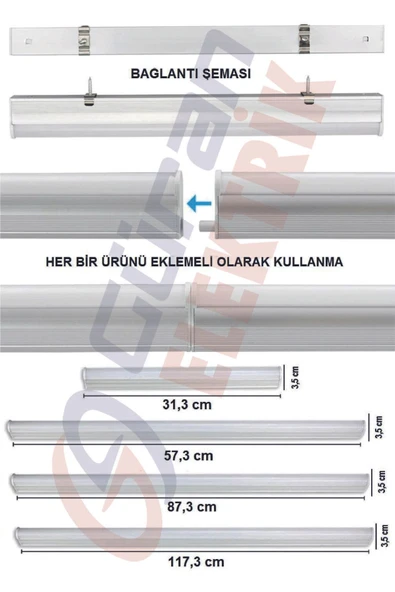 Cata Mutfak Tezgah Aydınlatması-raf Aydınlatması 60cm Led Anahtarlı Set- Beyaz Econa - 2