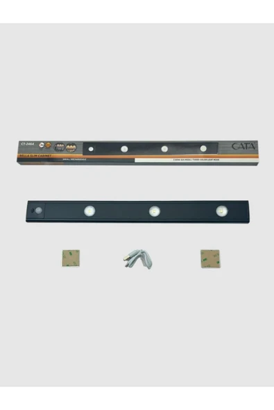 Cata Hareket Sensörlü - Dekoratif Gece Lambası - Usb Şarjlı Led Aydınlatma Siyah Kasa 40cm Şarjlı Dolap L - 8