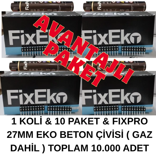FIXPRO 27MM EKO BETON ÇİVİSİ ( GAZ DAHİL ) 1 PAKET ( 1.000 ADET ) & 10 PAKET (AVANTAJLI PAKET )
