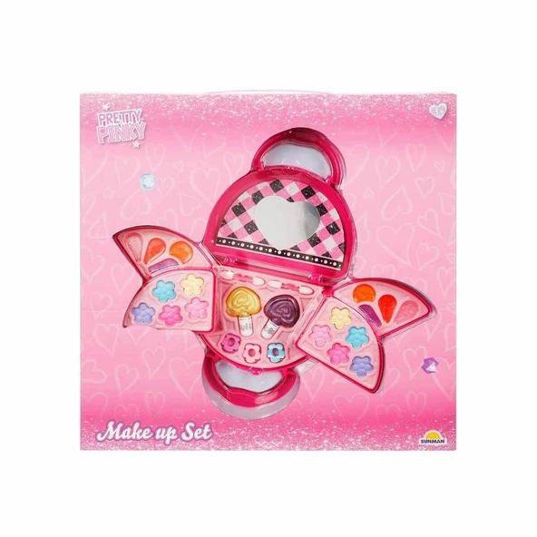 4278 Pretty Pinky 3 Katlı Pembe Çantalı Makyaj Seti -Sunman - 3