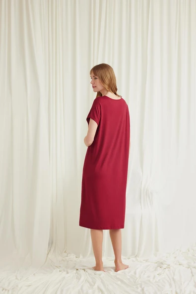 Yakası Dantelli Kısa Kollu Gecelik - Resim 5