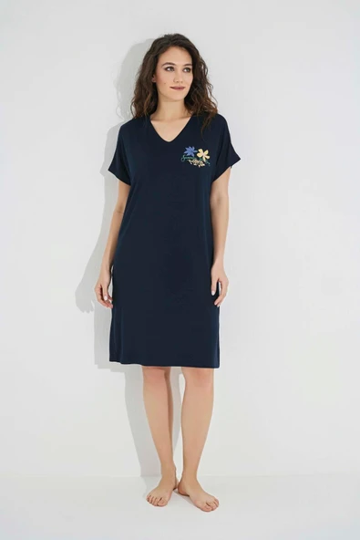 Çiçek ve Yaprak Baskılı "Summer Vocation" Gecelik - Resim 5