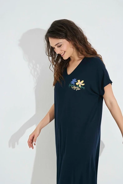 Çiçek ve Yaprak Baskılı "Summer Vocation" Gecelik - Resim 2