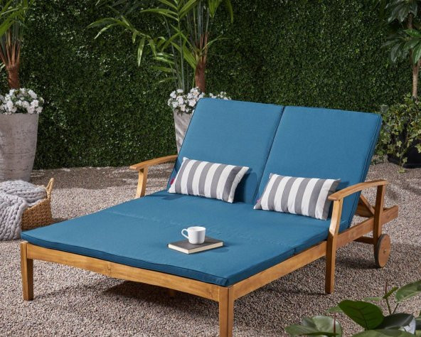 Lüks (120x200cm) BUĞLEM Wood MINDER RENK TERCIHLI Bahçe YATAĞI,AHŞAP ŞEZLONG İki Kişilik
