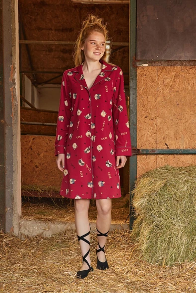 Hayvan Ve Yazı Desenli "So Cute Smile Cool" Gecelik ürün görseli