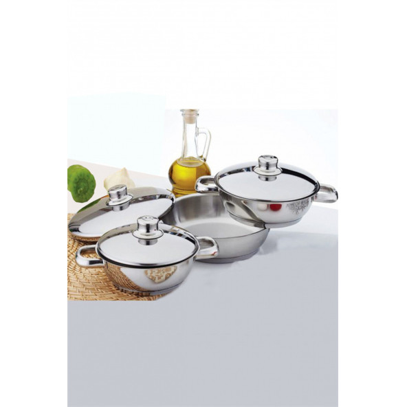 GÜLSAN - 6 Parça Çelik Kapaklı Omlet Set 16 18 20 cm