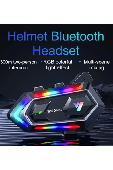 Y20 Max Motosiklet Bluetooth 5.3 Kask Intercom 2 Kişi 300 Metre Eşleşme Özellikli - 2