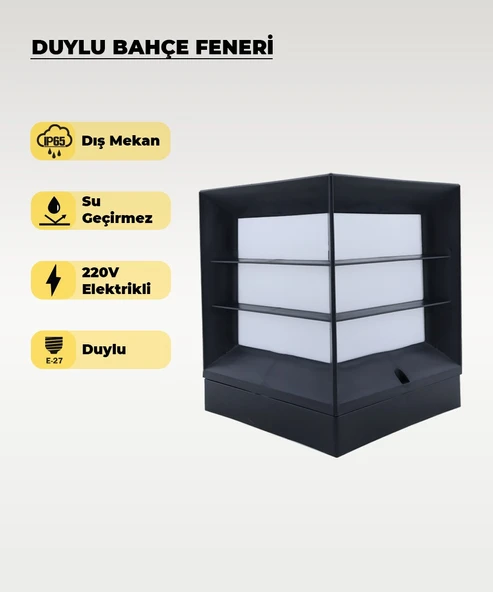 E27 Duylu Bahçe Feneri – IP65 Su Geçirmez – 220V Dış Mekan Aydınlatma - 1