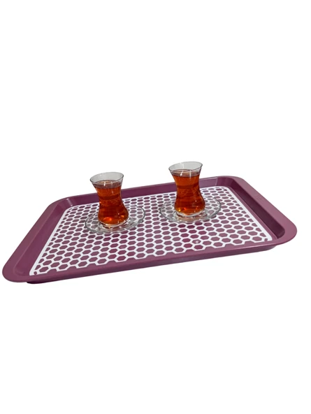 Kaydırmaz Tabanlı Servis Tepsi Sunum Tepsisi Büyük Boy-1136-02-BORDO,YEŞİL - 3