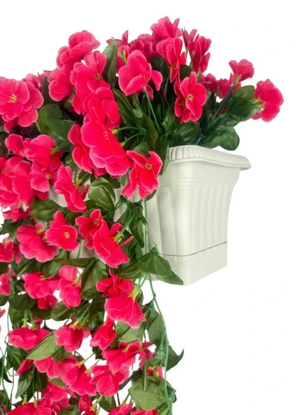 Nettenevime Yapay Çiçek Fuşya Begonvil Sarkan Menekşe Krem Küpeşte Askılı Saksıda Balkon Çiçeği Çiçek Sepeti - Resim 4