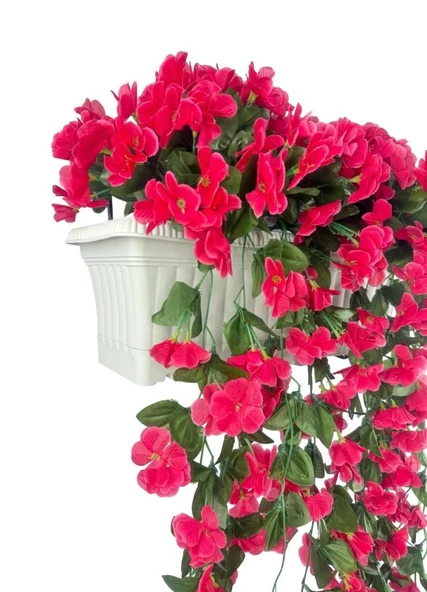 Nettenevime Yapay Çiçek Fuşya Begonvil Sarkan Menekşe Krem Küpeşte Askılı Saksıda Balkon Çiçeği Çiçek Sepeti - Resim 3