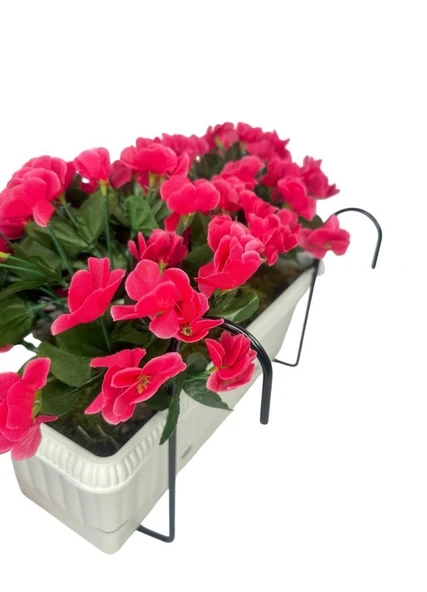 Nettenevime Yapay Çiçek Fuşya Begonvil Sarkan Menekşe Krem Küpeşte Askılı Saksıda Balkon Çiçeği Çiçek Sepeti - Resim 5