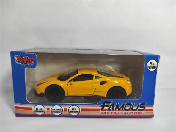 388-B Vardem Ferrari 488 İtalia Benzeri Sarı Çek Bırak Araba - 2