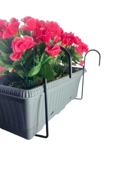 Nettenevime Yapay Çiçek Fuşya Begonvil Sarkan Menekşe Antrasit Küpeşte Askılı Saksıda Balkon Çiçeği Çiçek Sepeti - Resim 7