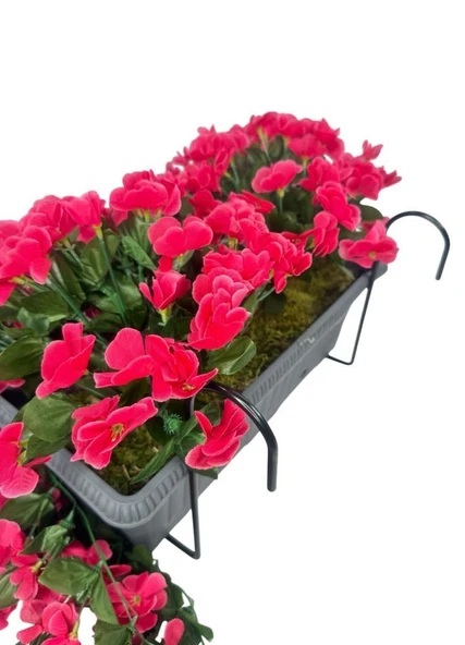 Nettenevime Yapay Çiçek Fuşya Begonvil Sarkan Menekşe Antrasit Küpeşte Askılı Saksıda Balkon Çiçeği Çiçek Sepeti - Resim 2