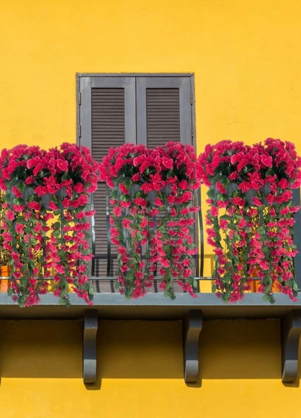 Nettenevime Yapay Çiçek Fuşya Begonvil Sarkan Menekşe Antrasit Küpeşte Askılı Saksıda Balkon Çiçeği Çiçek Sepeti - 4