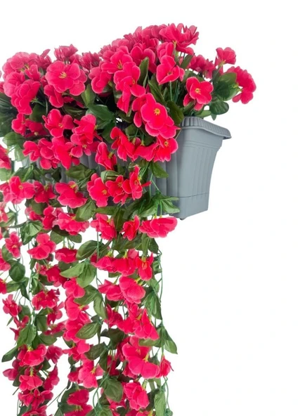 Nettenevime Yapay Çiçek Fuşya Begonvil Sarkan Menekşe Antrasit Küpeşte Askılı Saksıda Balkon Çiçeği Çiçek Sepeti - Resim 5