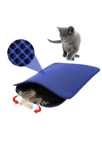 Kedi Tuvalet Önü Kum Toplayıcı Temizleyici Elekli Gri Paspas (5047) - 2