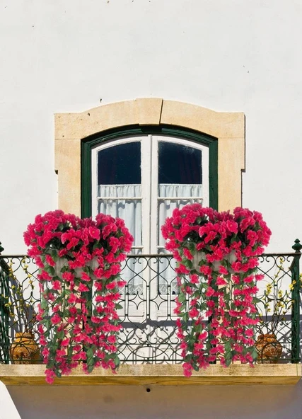 Nettenevime Yapay Çiçek Fuşya Begonvil Sarkan Menekşe Mokka Küpeşte Askılı Saksıda Balkon Çiçeği Çiçek Sepeti - Resim 3