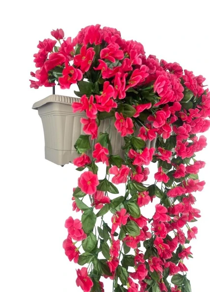 Nettenevime Yapay Çiçek Fuşya Begonvil Sarkan Menekşe Mokka Küpeşte Askılı Saksıda Balkon Çiçeği Çiçek Sepeti ürün görseli 1