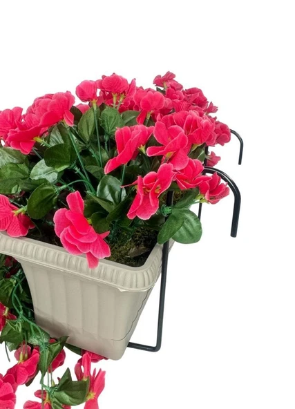 Nettenevime Yapay Çiçek Fuşya Begonvil Sarkan Menekşe Mokka Küpeşte Askılı Saksıda Balkon Çiçeği Çiçek Sepeti - Resim 4