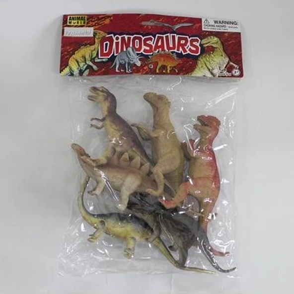 SH-9001- Poşetli 6Pcs 8 İnch  Çiftlik Hayvan ve Dinozor Set - 1