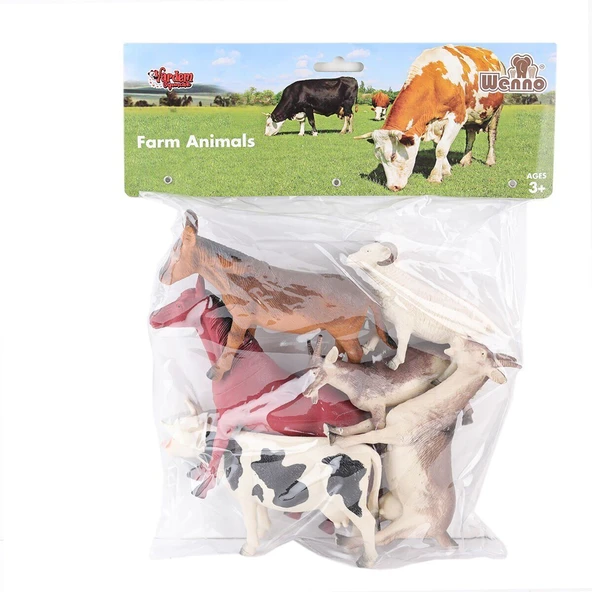 SH-9001- Poşetli 6Pcs 8 İnch  Çiftlik Hayvan ve Dinozor Set - 2