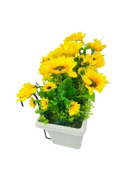 Nettenevime Yapay Çiçek Ay Çiçeği Krem Küpeşte Askılı Saksıda Balkon Çiçeği - Resim 5