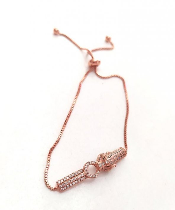 Asansörlü Swarovski Taşlı Kurt Kafası Bileklik Ayarlanabilir 9562 - Resim 2