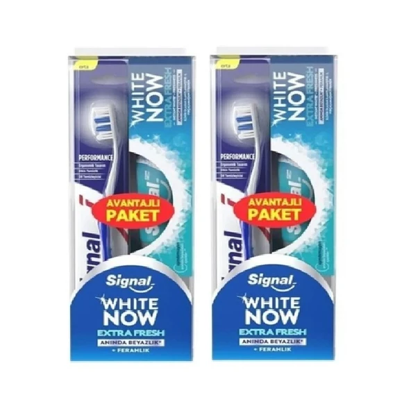Signal White Now Extra Fresh Diş Macunu 50 Ml + Diş Fırçası x 2 Set