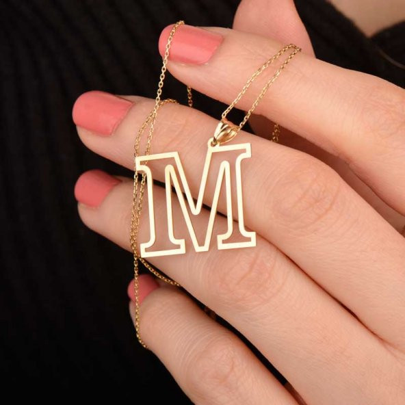 14 Ayar Altın M Harf Kolye - Resim 2