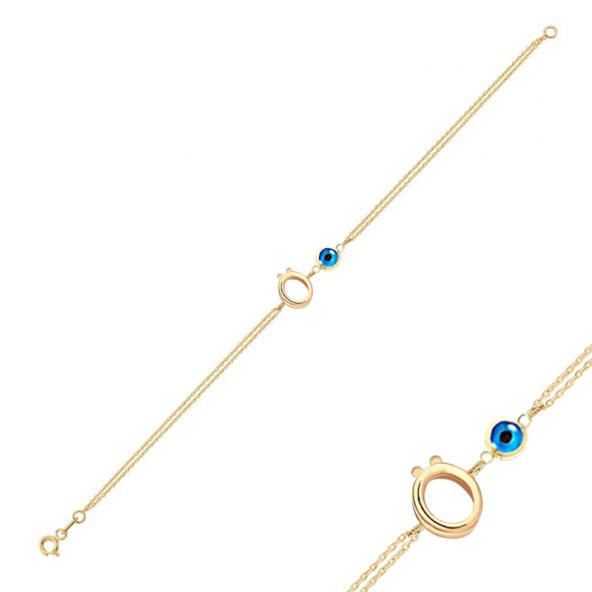 14k Altın Nazar Boncuklu Ö Harfli Bileklik - Resim 2