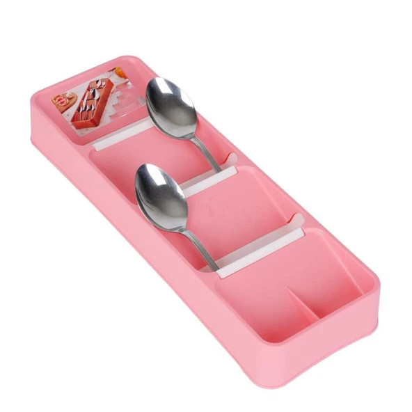 5 Bölmeli Çekmece İçi Kaşıklık Çekmece Düzenleyici Organizer Pembe - 2