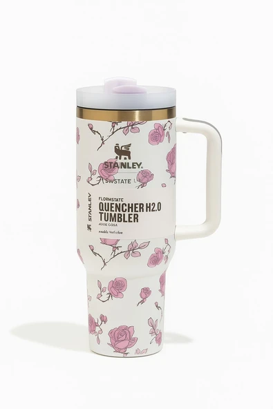 Stanley Quencher Pipetli Termos Bardak 1.18 Lt Loveshackfancy pembe-beyaz - 2
