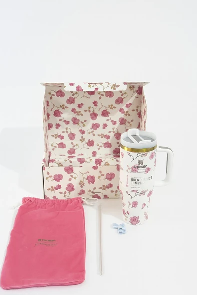 Stanley Quencher Pipetli Termos Bardak 1.18 Lt Loveshackfancy pembe-beyaz