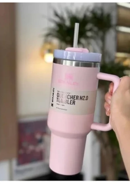 Stanley Quencher Pipetli Termos 1,18 L Açık Pembe - 2