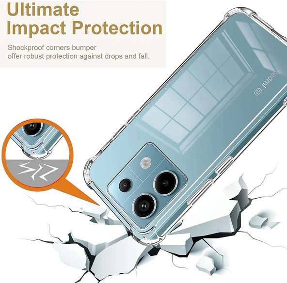 Xiaomi Redmi Note 13 Pro 5G Uyumlu Darbe Önleyici Sararmaya Dayanıklı Airbag Korumalı Ultra Slim TPU Şeffaf Silikon Kılıf - 7