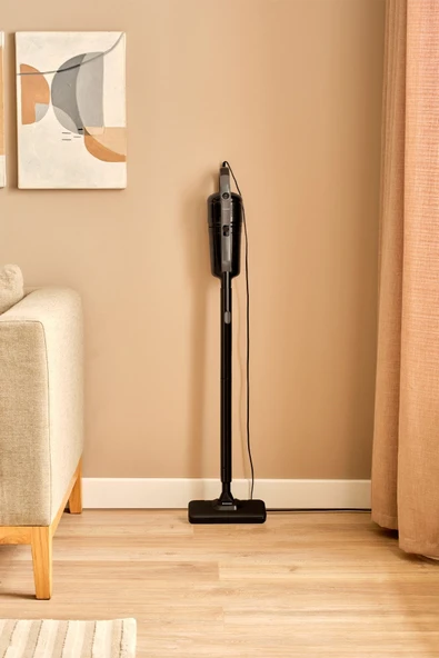 Dustrider 1265H 2 in 1 Kablolu Toz Torbasız Dikey Süpürge Siyah